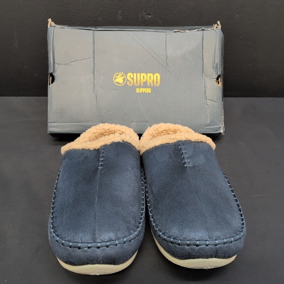Supro Faux Fur Suede Nordic Slip On Clogs Men\'s Slippers US 13W Navy Blue main image 14
